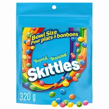 SKITTLES, Tangy Tropical Chewy Candy, Bowl Size Bag, 320 g