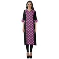 thumbnail image 1 of Moomaya Robe Kurti Décontractée pour Femmes en Coton Imprimé, Tunique Droite à Manches Retroussables, 1 of 6