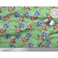 thumbnail image 3 of Soimoi Silk Fabric Leaves & Azalea Floral Print Sewing Fabric Yard 42 Inch Wide, 3 of 3