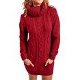 thumbnail image 1 of FVWITLYH Robe Cocktail pour Femmes, Robe de Soirée Élégante, Mode, Robe de Fête Festive avec Fente, Détail Noué, Robe Moulante, Col Châle Plissé, Rouge, TTG, 1 of 5