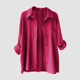 thumbnail image 4 of Timegard Tops for Women Lapel Neck Long Sleeve Button up Shirts Solid Color Fall Casual Loose Blouse, 4 of 4