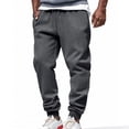 thumbnail image 2 of Pantalon Gris Foncé Froncé Jambe Droite Uni à Revers Jambe Entraînement Gym Décontracté Extensible Course Pantalon pour Hommes Été Automne Pantalon Hommes 2025 Vêtements Mode Coupe Régulière Concert Country S, 2 of 9