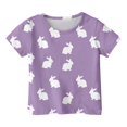 thumbnail image 3 of PMVFHDE Tenue de Pâques pour Filles T-Shirt Graphique de Pâques / Imprimé Lapin & Œuf Manches Courtes Col Rond / Tee-Shirt en Coton Doux pour Tout-Petit / Tenue Décontractée Printemps Été Violet, 6-7 Ans, 3 of 3