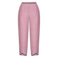 thumbnail image 4 of Timegard Plus Size Pants for Women Elastic Waist Solid Color Comfy Fall Casual Crop Pants with Pockets, 4 of 5