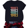 thumbnail image 3 of Chemises à Manches Courtes pour Femmes Mode Décontractée 1982 Imprimé Col Rond Ample T-Shirt à Manches Courtes Chandail Hauts Hauts à Manches Courtes pour Femmes Hauts à Manches Courtes pour Femmes, 3 of 4