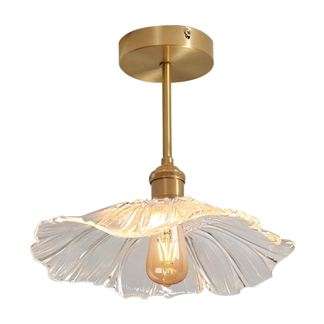 FSLiving RV Hardwired Clear Glass Wall Light, 12V Retro RV Decorative Light Ceiling Light Flower Fixtures Ceiling Mount, E26 2700K Bulb Included Industrial Semi Flush Mount for RV Camper,Copper