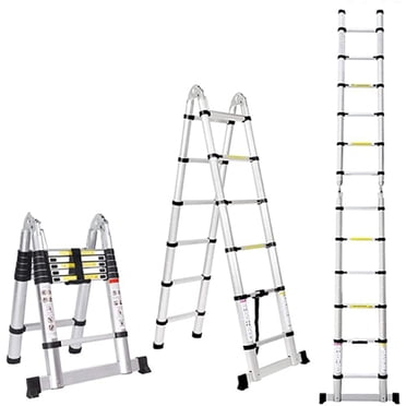 WINGOMART Telescopic Extension Ladder, Portable Aluminum A-Frame Folding Telescoping Ladder