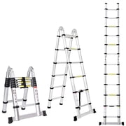 WINGOMART Telescopic Extension Ladder, Portable Aluminum A-Frame Folding Telescoping Ladder