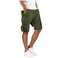 thumbnail image 1 of Styesk Mens Shorts Man Solid-Color Loose Casual Multi-Pocket Drawstring Workwear Half Shorts Pants, 1 of 5