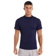 thumbnail image 3 of Mufeng Mens Basic Short Sleeve Shirts Slim Fit Casual Tee Tops Multi-Packs Undershirt Workout Crew Tee Blue L, 3 of 7