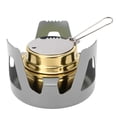 thumbnail image 2 of Mini Alcohol Stove Brass Aluminum Safe Windproof Portable Backpacking Stove Camping Cooking, 2 of 7