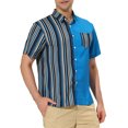 thumbnail image 4 of INSPIRE CHIC Men's Shirts Short Sleeve Summer Cotton Patchwork Button Down Shirts M Sky Blue, 4 of 6