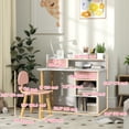thumbnail image 3 of Qaba Ensemble de Bureau et Chaise pour Enfants 2 Pcs avec Rangement et Étagères, Rose, 3 of 10