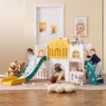 thumbnail image 2 of Costway All in 1 Toddle Slide Playset Freestanding Kids Slide with Tunnel, Basketball Hoop Yellow+Green, 2 of 10