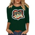 thumbnail image 2 of Uootdi Hauts pour Femmes Manches 3/4 Col Ras du Cou 1976 Imprimé Arc-en-Ciel Rétro Coupe Décontractée T-Shirts Nostalgiques pour Escapade d'Été Cadeau, 2 of 4