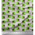 thumbnail image 1 of Soimoi Green polyester Crepe Fabric Monitor & Bossy Girl Decor Fabric Printed Yard 52 Inch Wide, 1 of 3