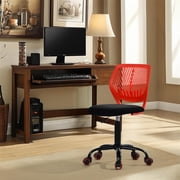Homy Casa Ergonomic Mesh Office Chair with Adjustable Height, Swivel Rolling Task Chair for Home Office, Study Room, Student Desk, Computer Workstation, Black & Red