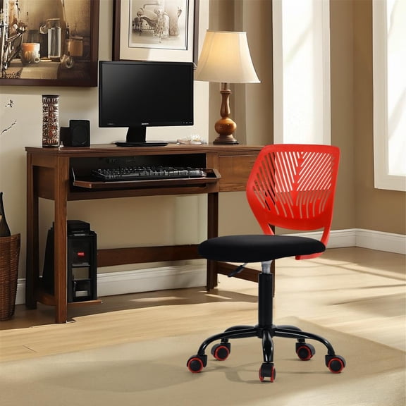 Homy Casa Chaise de Bureau Ergonomique en Maille avec Hauteur Réglable, Chaise de Travail Pivotante à Roulettes pour Bureau à Domicile, Salle d'Étude, Bureau d'Étudiant, Poste de Travail Informatique, Noir et Rouge
