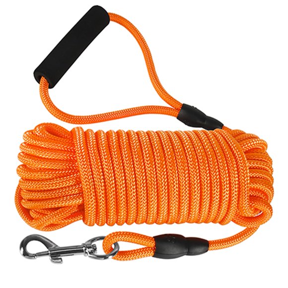 Vivifying Long Dog Leash 32ft Floating Dog Training Leash Check Cord Rope Lead with Comfortable Handle for Outside Hiking Swimming Beach and Lake (Orange)