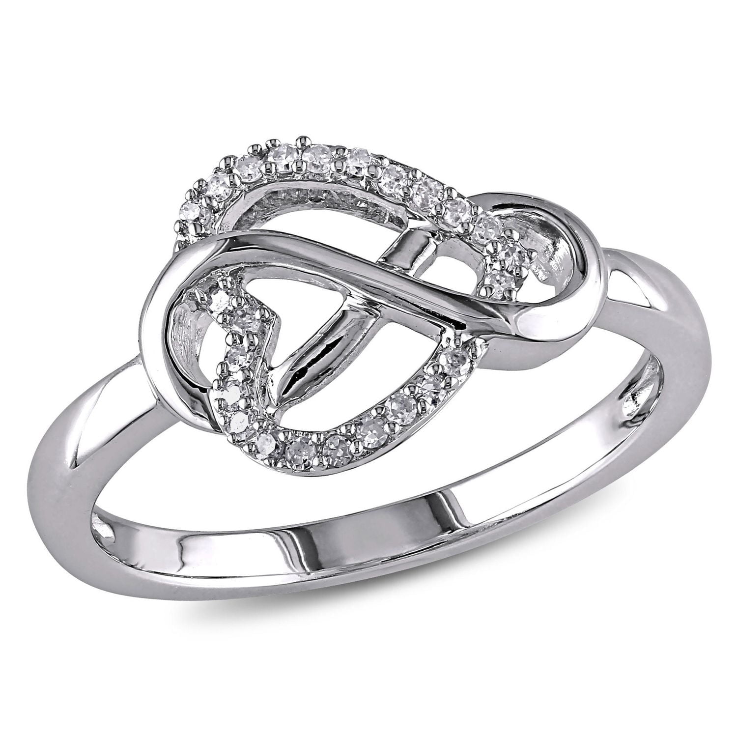 Bague de forme coeur et infini Miabella avec diamants 1/10 CT poids total en argent sterling