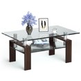 thumbnail image 1 of Costway Rectangle Glass Coffee Table Metal Legs End Table Livingroom Coffee, 1 of 10