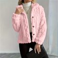 thumbnail image 2 of Breezora Women's Reversible Fleece Coat Winter Warm Stand Collar Button Down Twisted Design Jacket L Size Pink, 2 of 9