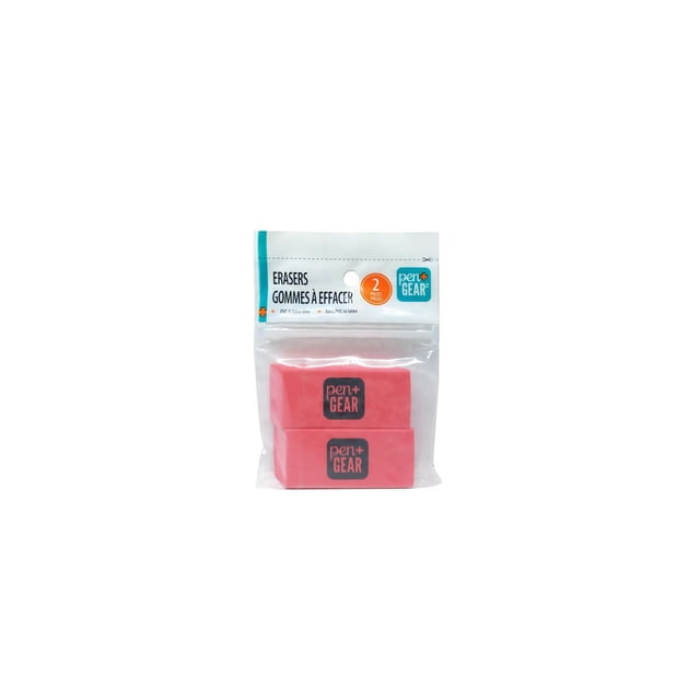 Pen+Gear Block Erasers, Pink, 2 Count