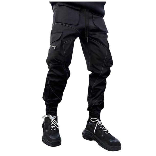 Clearance Mrasaso Cargo Pants for Men, Men's Solid Color Three-dimensional Sense Sports Multi-pocket Washed Straight Barrel Reflect Light Cargo Outdoor Casual Pants