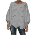 thumbnail image 2 of VgaVtl Womens Sweaters Plus Size Long Sleeve Pullover Womens Sweater Gray Hollow Knitted Solid Sweaters, 2 of 4