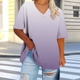 thumbnail image 1 of Ovbmpzd V-Neck Ladies Tops Short Sleeve Plus Size White Gradient Color Comfy Blouses Women Blouse XXL, 1 of 6