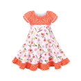 thumbnail image 1 of Girls Dress Vintage Polka Dot Tulip Floral Ruffle Hem Short Sleeve 7 Years, 1 of 1