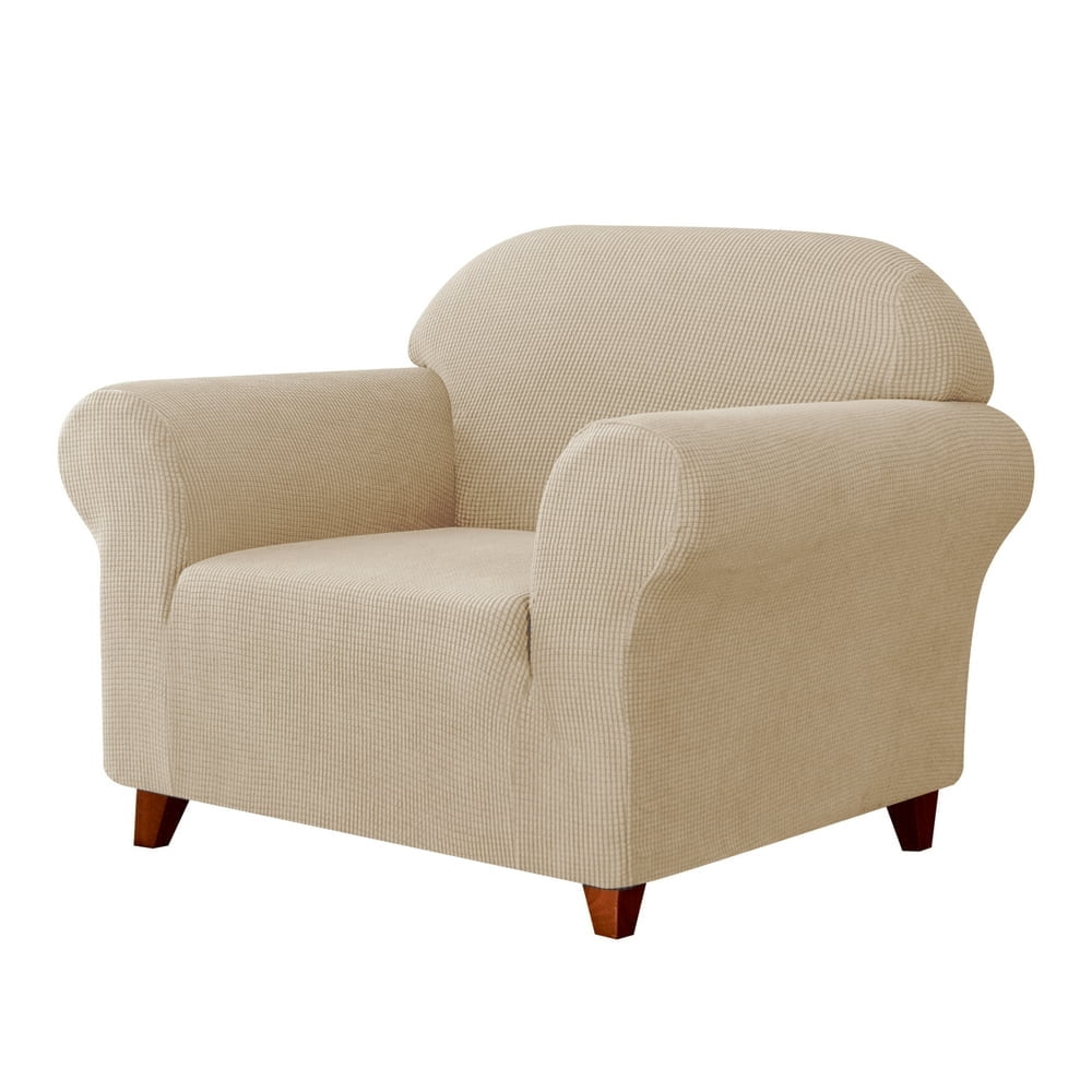 Housse de Sofa 2024 1 Pce Housse avec Coussin d'Assise extra Extensible Housse de Siège TG Sofa Ivoire