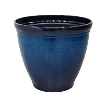 Pot rond en résine recyclée à dégradé bleu de 14.5 pouces Mainstays