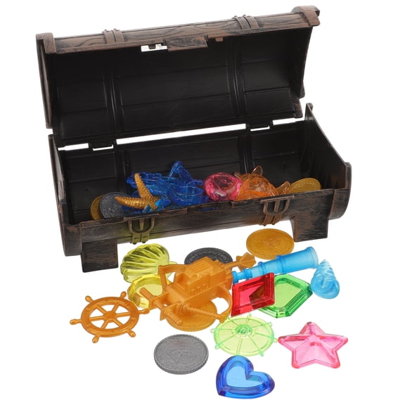KAKOWELY Coffre au Trésor 1 Ensemble Jouet Diamant Chasse au Trésor de Pirate Cadeaux de Fête Jouets de Plongée en Piscine Pierres Précieuses en Diamant de Piscine 8.07"X4.13"X3.94 Pouces