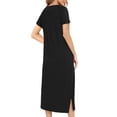 thumbnail image 4 of Timegard Vêtements de Nuit pour Femmes Manches Courtes Col Rond Chemises de Nuit Fente Latérale Fermeture Éclair Tenue de Détente avec Poches, 4 of 7