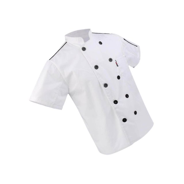 Men Women Short Sleeve , Restaurant Chef Jacket Kitchen Coat 2XL White