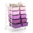 thumbnail image 1 of Gymax Chariot de Rangement à 10 Tiroirs Utilitaire Roulant Organisateur de Cuisine Violet, 1 of 10