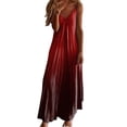 thumbnail image 1 of Tumotour Robes d'Été pour Femmes, Camisole Trapèze Longue et Fluide, Robe Maxi à Col en V Sans Manches à Bretelles Spaghetti, Robe Soleil Évasée à Volants Bohème Imprimée pour Plage, Sorties, Fête, Rendez-Vous, Vacances, 1 of 4
