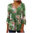 thumbnail image 2 of Blouses pour Femmes, T-shirt Imprimé Mode Manches 3/4 Blouse Col en V Hauts Décontractés, 2 of 5