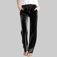 thumbnail image 2 of Plebaso Womens Velvet Pants Elastic Waist Drawstring Lounge Pants Straight Leg Trousers with Pockets, 2 of 5