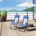 thumbnail image 2 of Outsunny Double Camping Chairs Foldable w/ Reclining & Headrest, Blue, 2 of 10