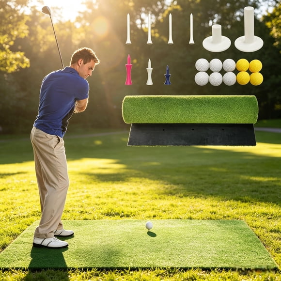 Tapis de Frappe de Golf 5x4 Pi, 31 mm d'Épaisseur avec Gazon Artificiel 16 mm et Base EVA 15 mm – 6 Positions de Tee, Antidérapant pour Garage/arrière-Cour Intérieur/extérieur, Égratignures de Balançoire et Simulation de Golf