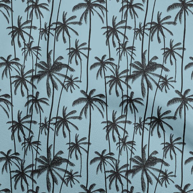 oneOone Rayon Baby Blue Fabric Tropical Tree Craft Projects Decor Fabric Printed By The Yard 56 Inch Wide
