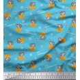 thumbnail image 1 of Soimoi Blue polyester Crepe Fabric Cheese Slice & Rats Kids Print Fabric by the Yard 52 Inch Wide, 1 of 3