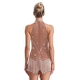 thumbnail image 2 of RUNQHUI Robe de Danse de Salon Sans Manches à Franges Brillantes Salsa Tango Col en V Jazz Latin Rose Poussiéreux L, 2 of 6