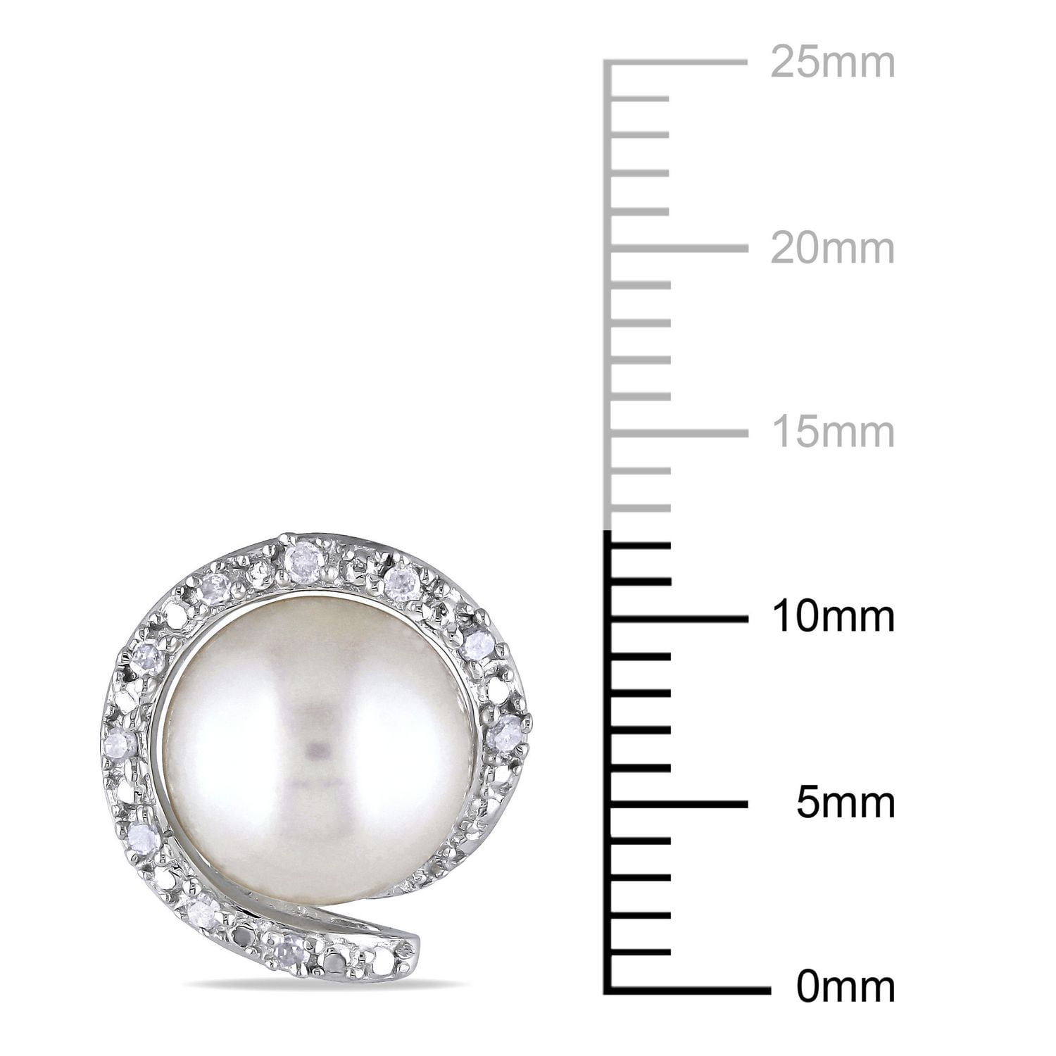 Boucles d'oreille Miabella avec perles d'eau douce cultivées 8-8,5mm et accents de diamants en argent sterling