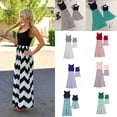 thumbnail image 2 of Tenue d'Été Tendance Sans Manches pour Mère et Fille, Robe Maxi Bohème à Rayures, Montage, 2 of 4