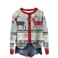 thumbnail image 3 of Wiyuqeen Women's Lightweight Cardigans Marry Christmas Crewneck Button Down Ribbed Knit Cardigans Long Sleeve Ugly Xmas Jackets, 3 of 5