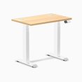 thumbnail image 1 of Desky Dual Mini Sit Stand Desk - Sublime Teak / 32 x 20 inches with Grommets / White, 1 of 10