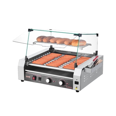 VEVOR Électrique 30 Hot-Dogs 11 Rouleaux Gril Commercial Cuiseur Couvercle de Machine 1600 W